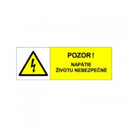 POZOR! Napätie životu nebezpečné 105x35mm, nálepka