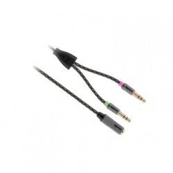 Audio kábel, JACK 3,5mm 4pin zásuvka - JACK 3,5mm 3pin zástrčka x2