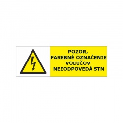 Pozor, farebné označenie vodičov nezodpovedá STN, 60x29mm, nálepka