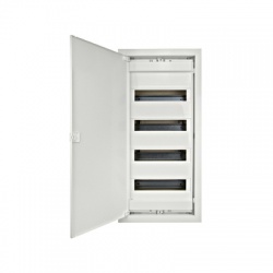 4x12 modulov, IP40, zápustná rozvodnica, dvere kovové biele (do sádrokartónovej steny)