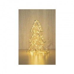 Stromček MagicHome Vianoce Metal tree, 60 LED teplá biela, 3xAA, IP20, interiér, 18x30 cm