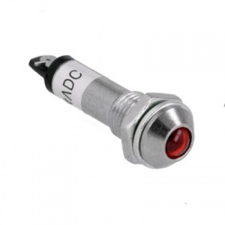 LED kontrolka, 12V DC, priemer 8,2mm, IP40, červená