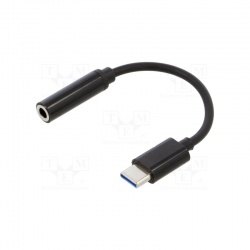 Redukcia JACK 3,5mm konektor - USB C vidlica, 0,12m, čierna